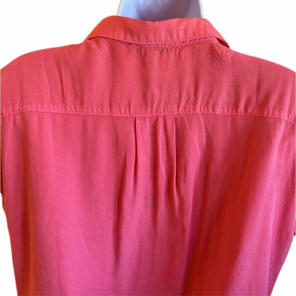 Love Tree Button Down Top Size Small Coral Relaxed Fit Short Cap Sleeves - Picture 8 of 15